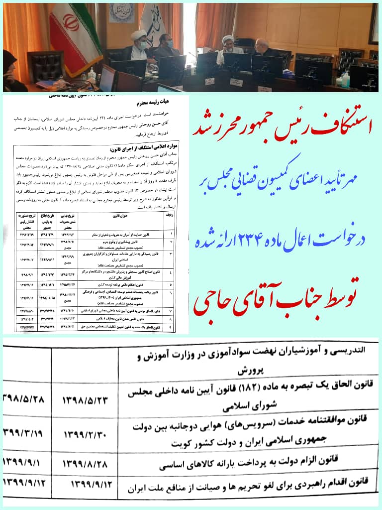 درخواست اعمال ماده ۲۳۴ آئین نامه داخلی مجلس شورای اسلامی توسط آقای حاجی