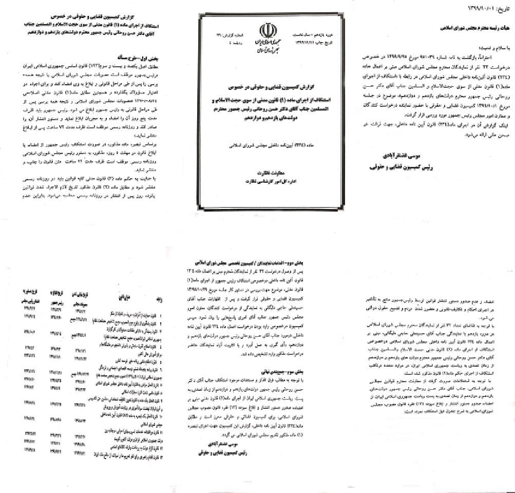 درخواست اعمال ماده ۲۳۴ آئین نامه داخلی مجلس توسط آقای حاجی که منجر به بازخواست رئیس جمهور گردید