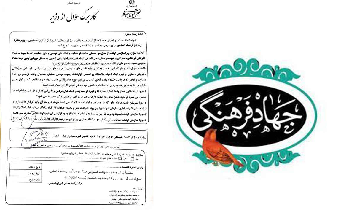 محل هزینه کرد درآمدهای سازمان اوقاف با پیگیری های آقای حاجی زیر ذربین نظارت مجلس قرار گرفت…